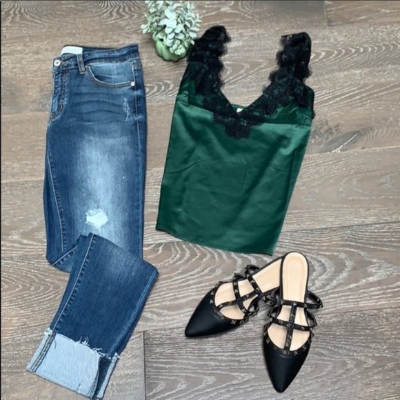 White Satin/Black Lace; Cami; Small, NEW - Picture 7 of 10